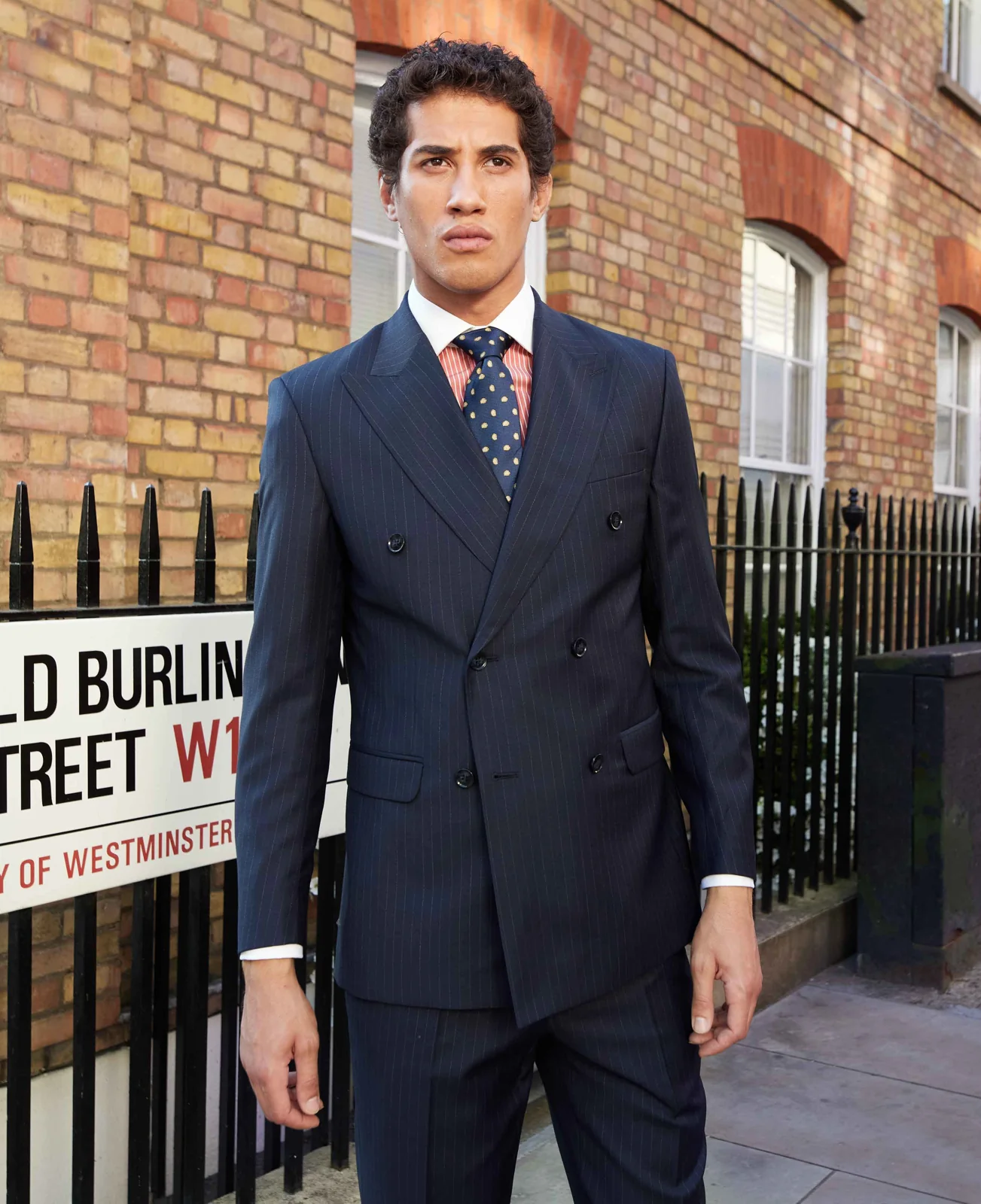 Navy Stripe Double-Breasted Suit thumbnail 4