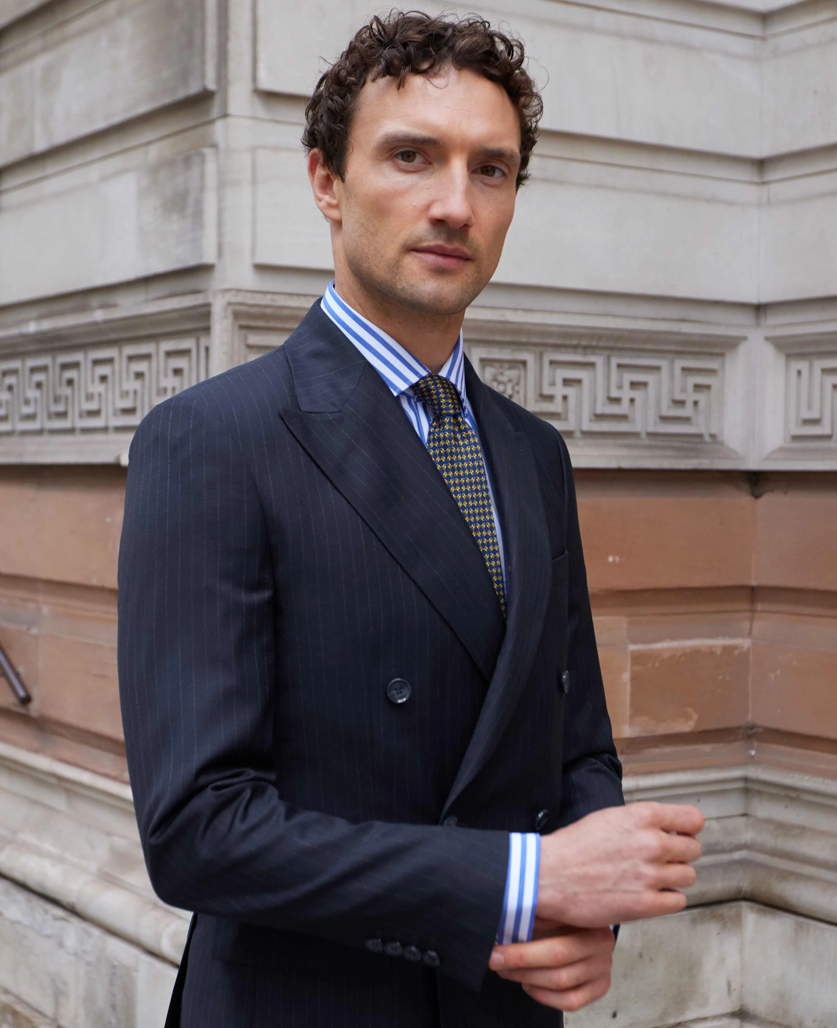 Navy Stripe Double-Breasted Suit