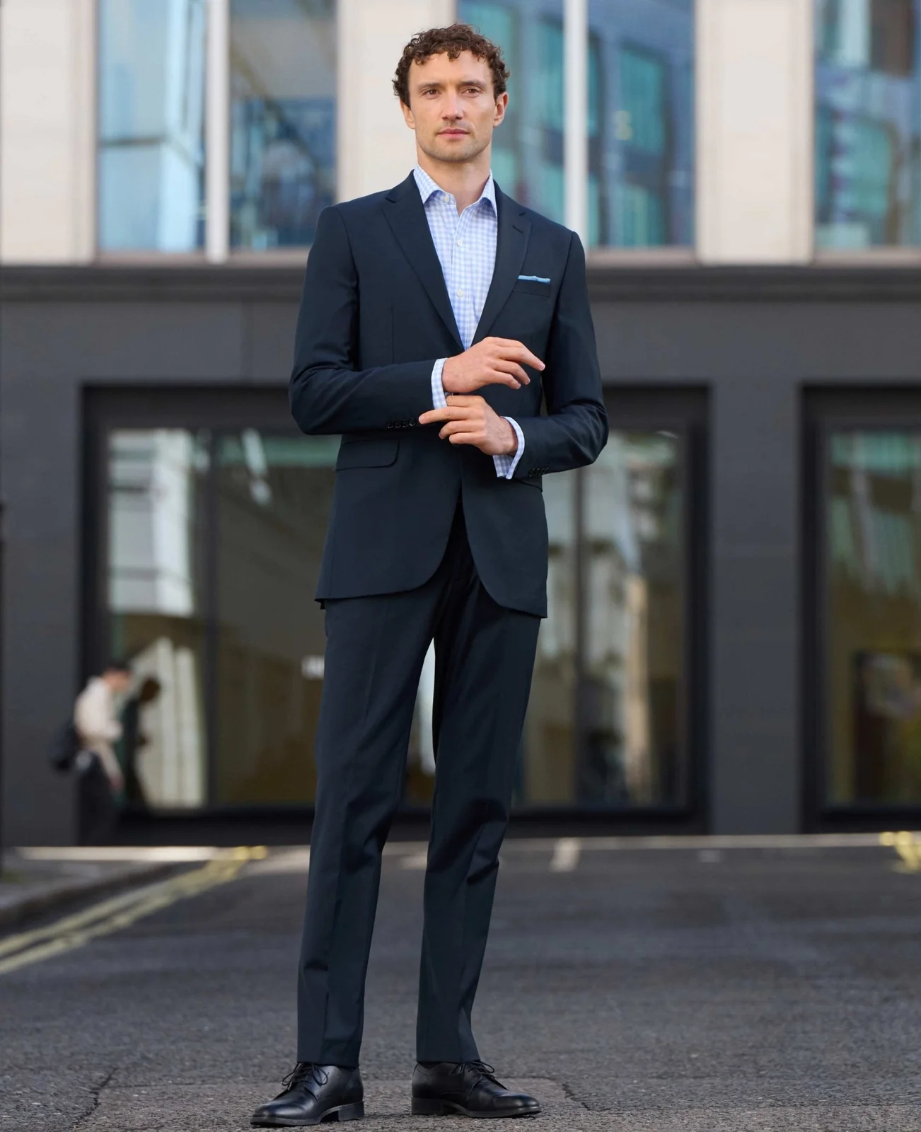 Navy Wool-Blend Tailored Suit thumbnail 2