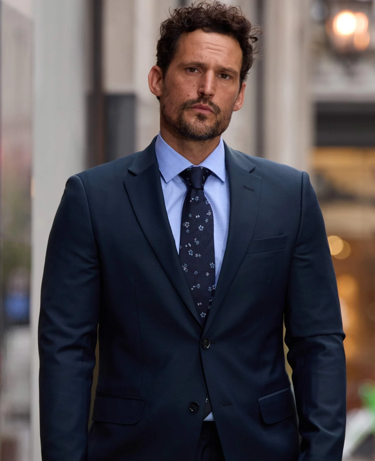 Navy Wool-Blend Tailored Suit thumbnail 8