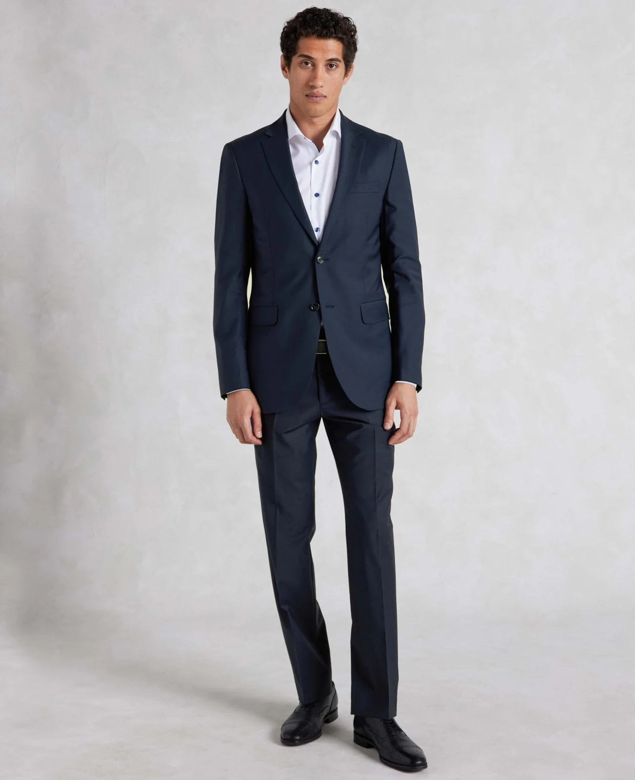 Navy Wool-Blend Tailored Suit thumbnail 9