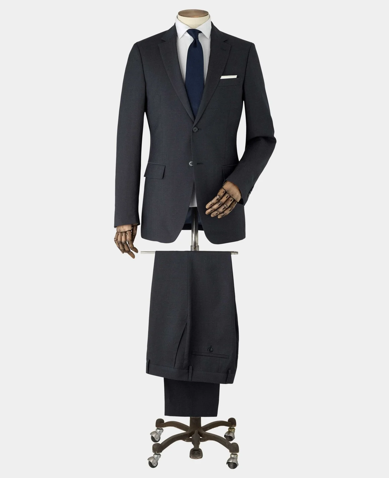 Navy Wool Linen Blend Tailored Suit thumbnail 2