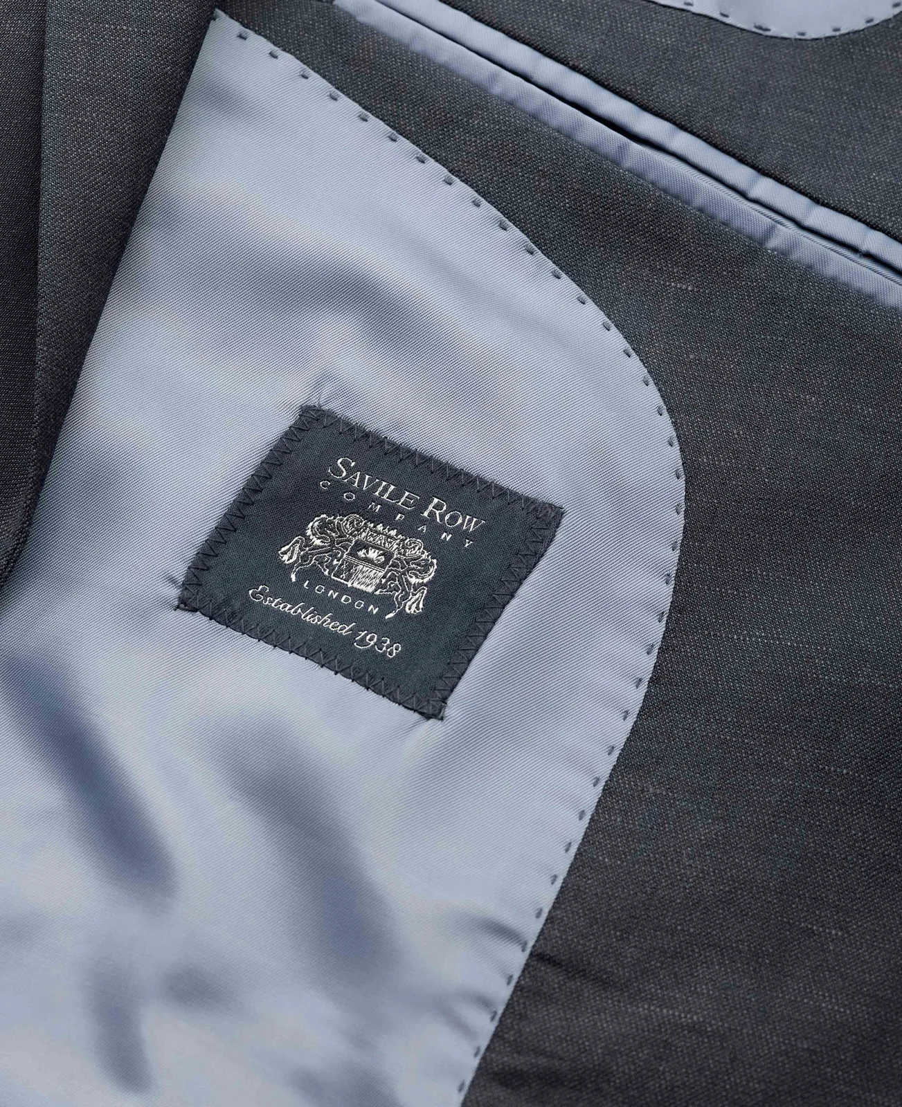 Navy Wool Linen Blend Tailored Suit thumbnail 3