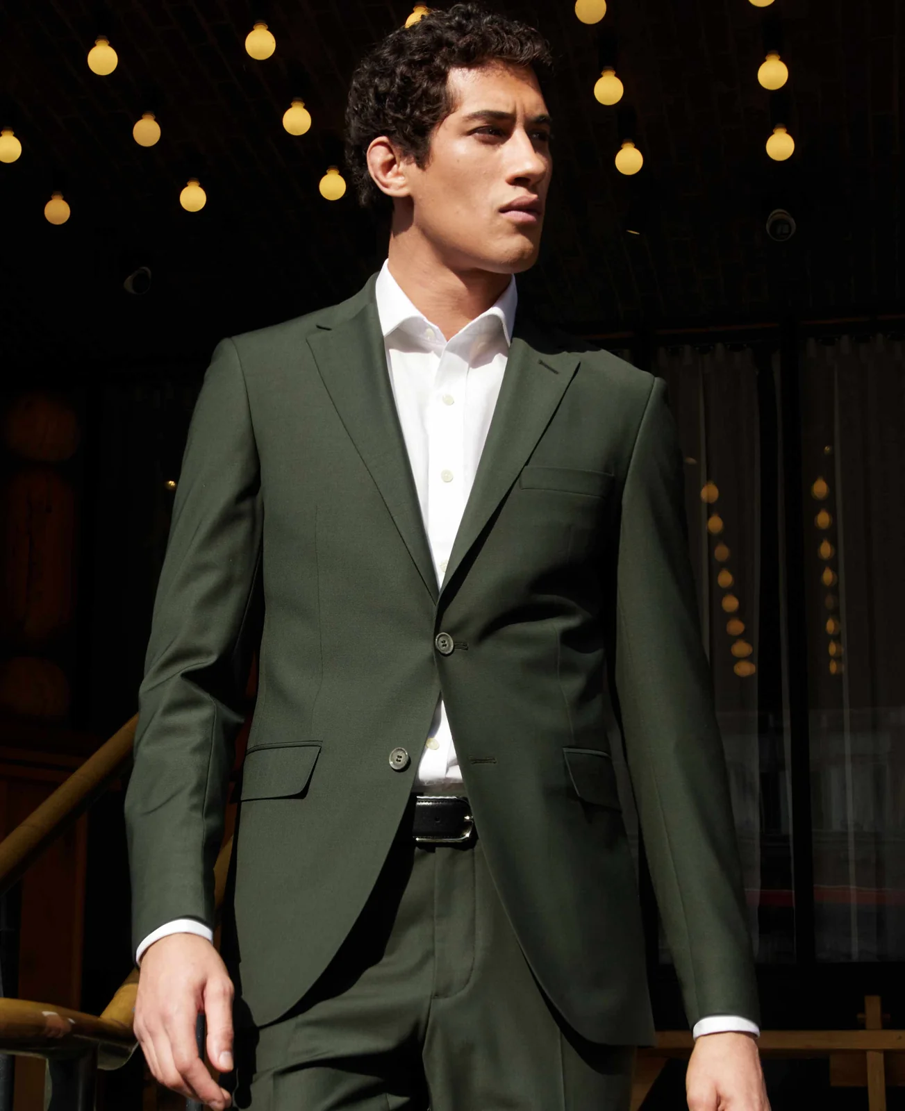 Olive Green Wool-Blend Suit thumbnail 4