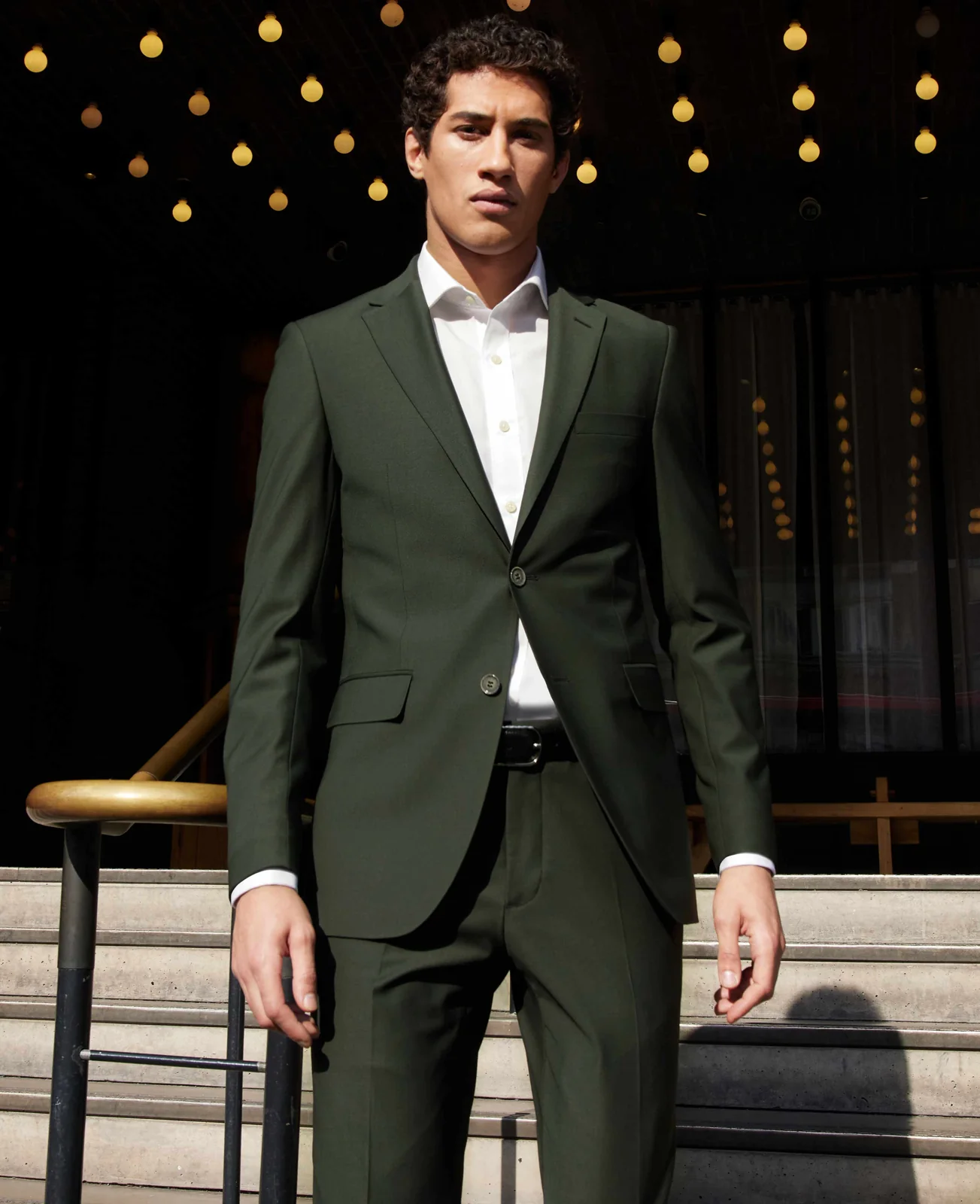 Olive Green Wool-Blend Suit thumbnail 5