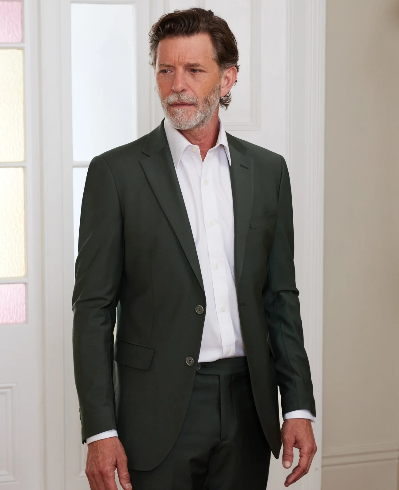 Olive Green Wool-Blend Suit thumbnail 6