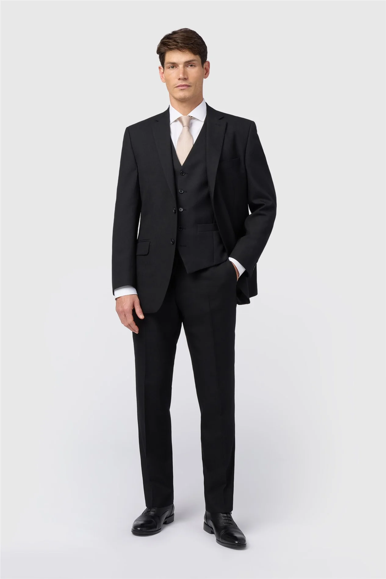 Alexandre Regular Fit Berwick Black Wool Masonic Herringbone Jacket thumbnail 2