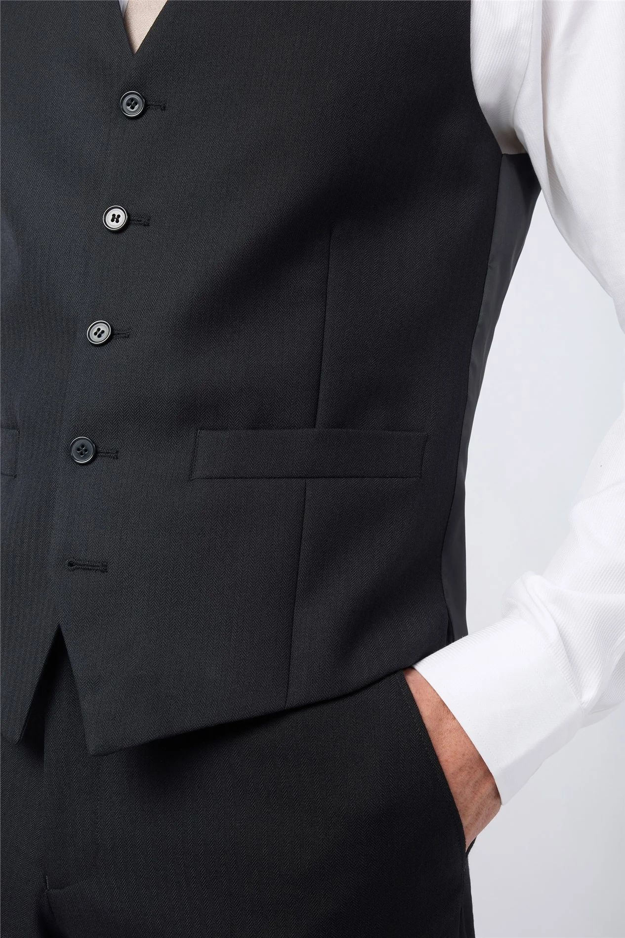 Alexandre Regular Fit Berwick Wool Masonic Herringbone Waistcoat thumbnail 2