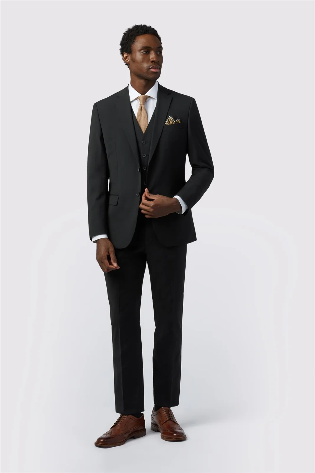 Alexandre Tailored Fit Black Wool Blend Stretch Jacket thumbnail 2
