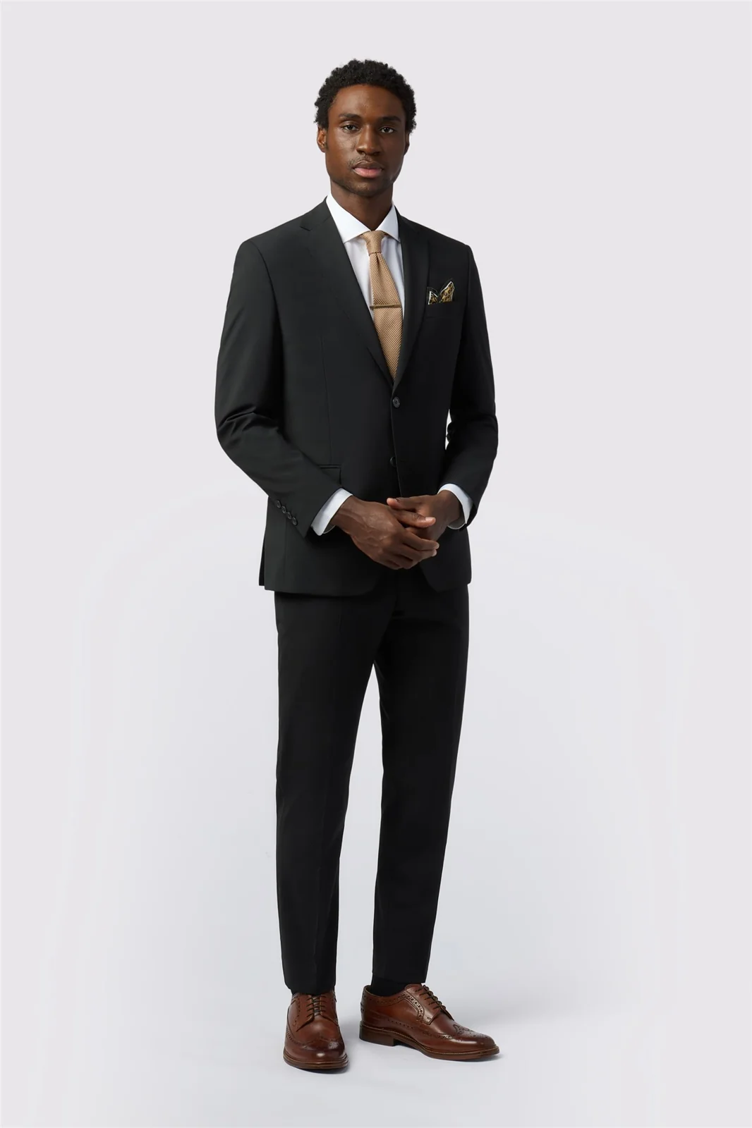 Alexandre Tailored Fit Black Wool Blend Stretch Jacket thumbnail 3