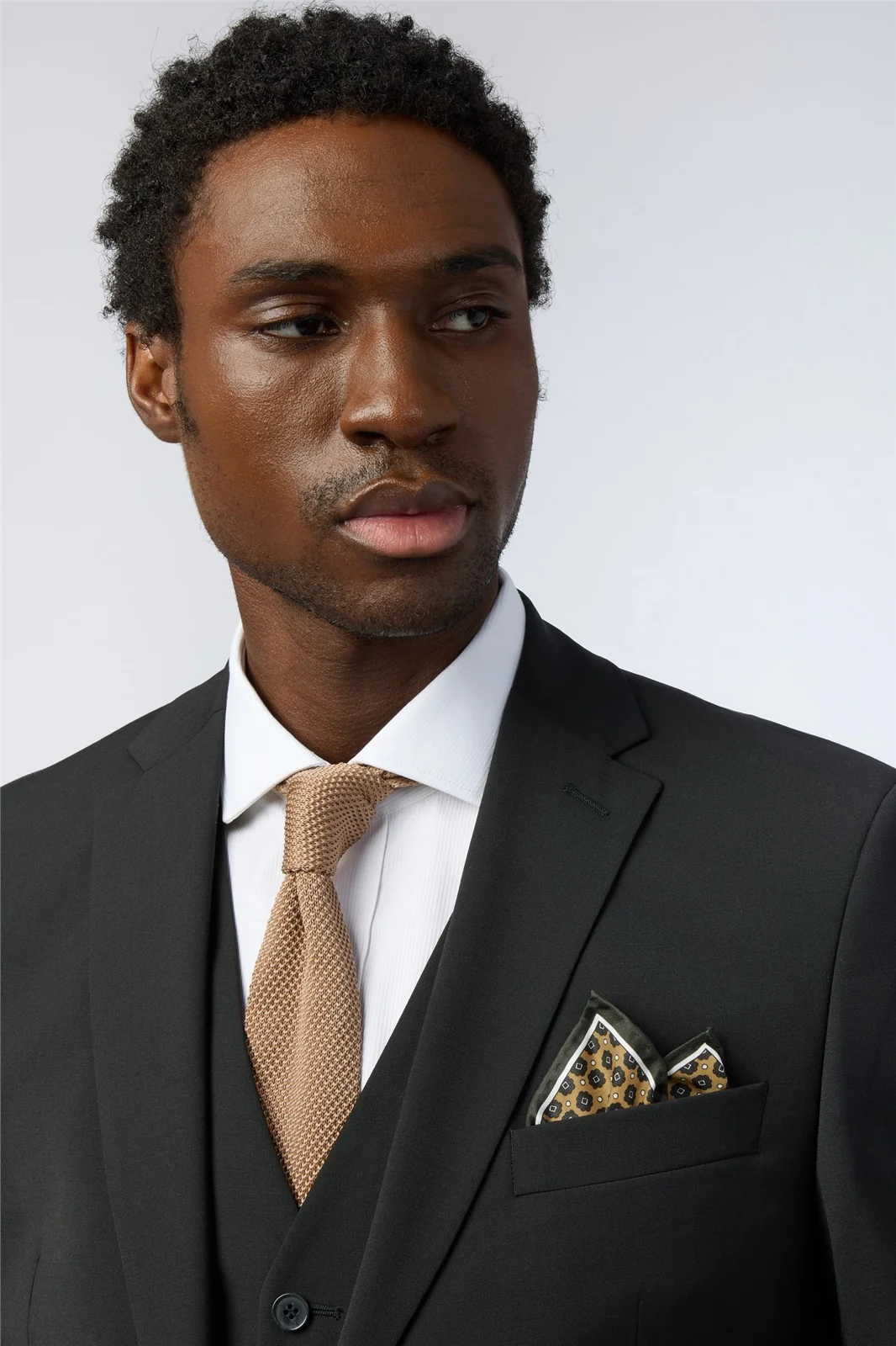 Alexandre Tailored Fit Black Wool Blend Stretch Jacket thumbnail 4