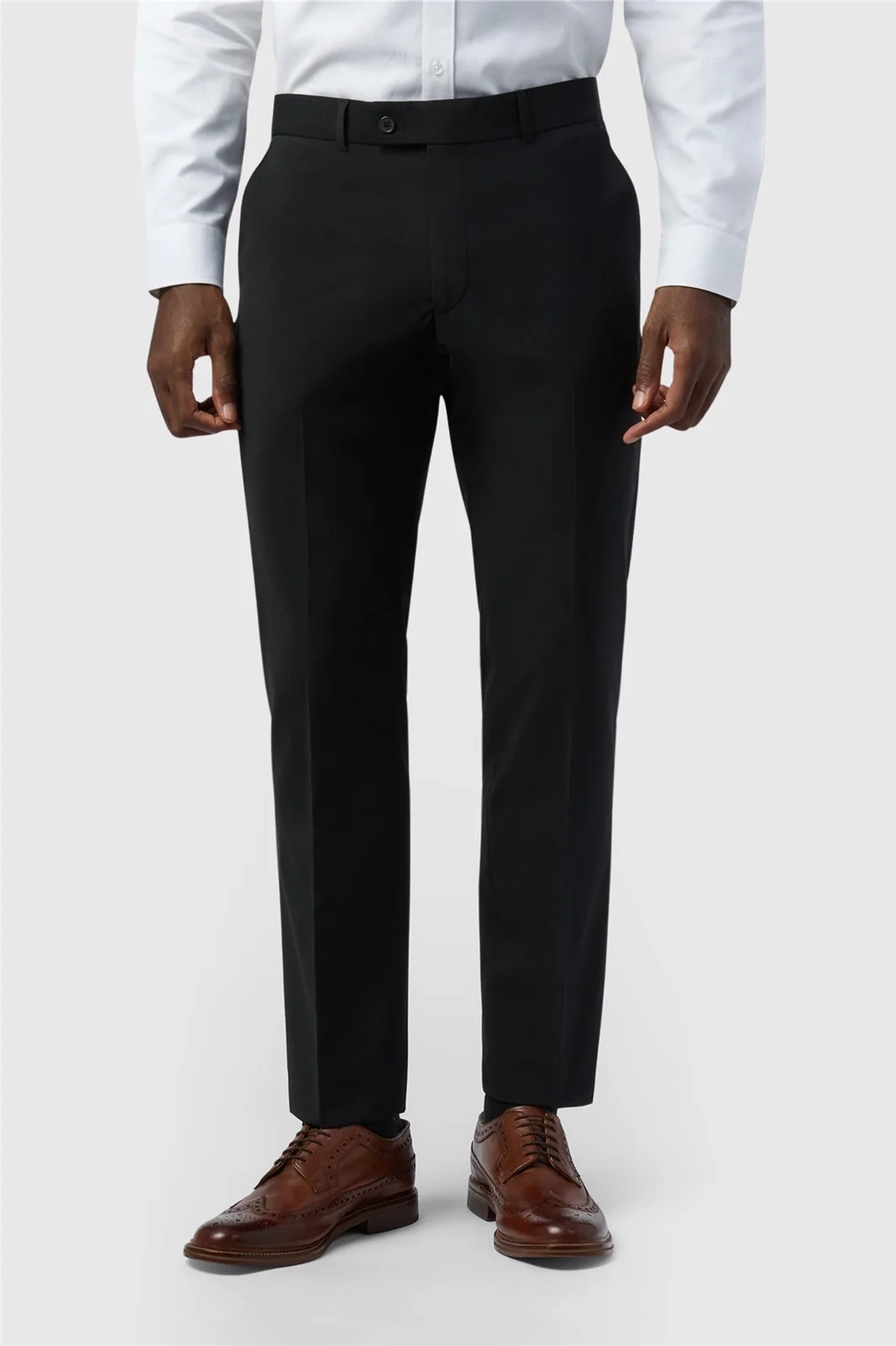 Alexandre Tailored Fit Black Wool Blend Stretch Trouser primary image