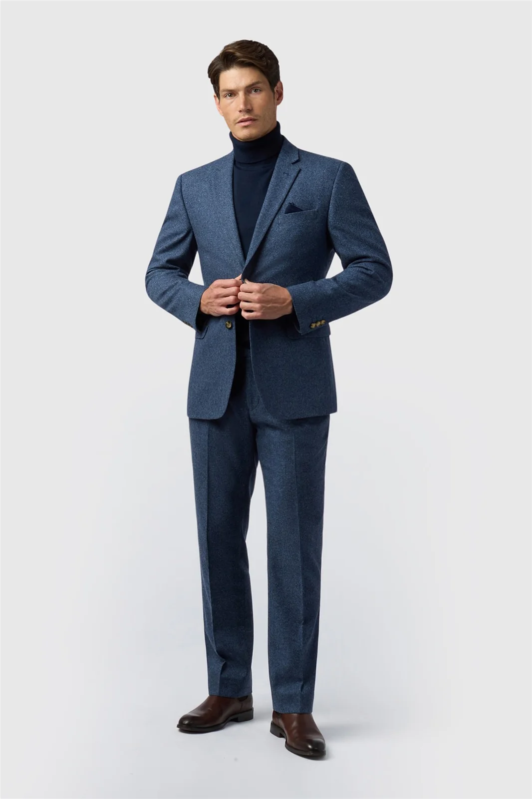 Alexandre Tailored Fit Blue Donegal Jacket thumbnail 4