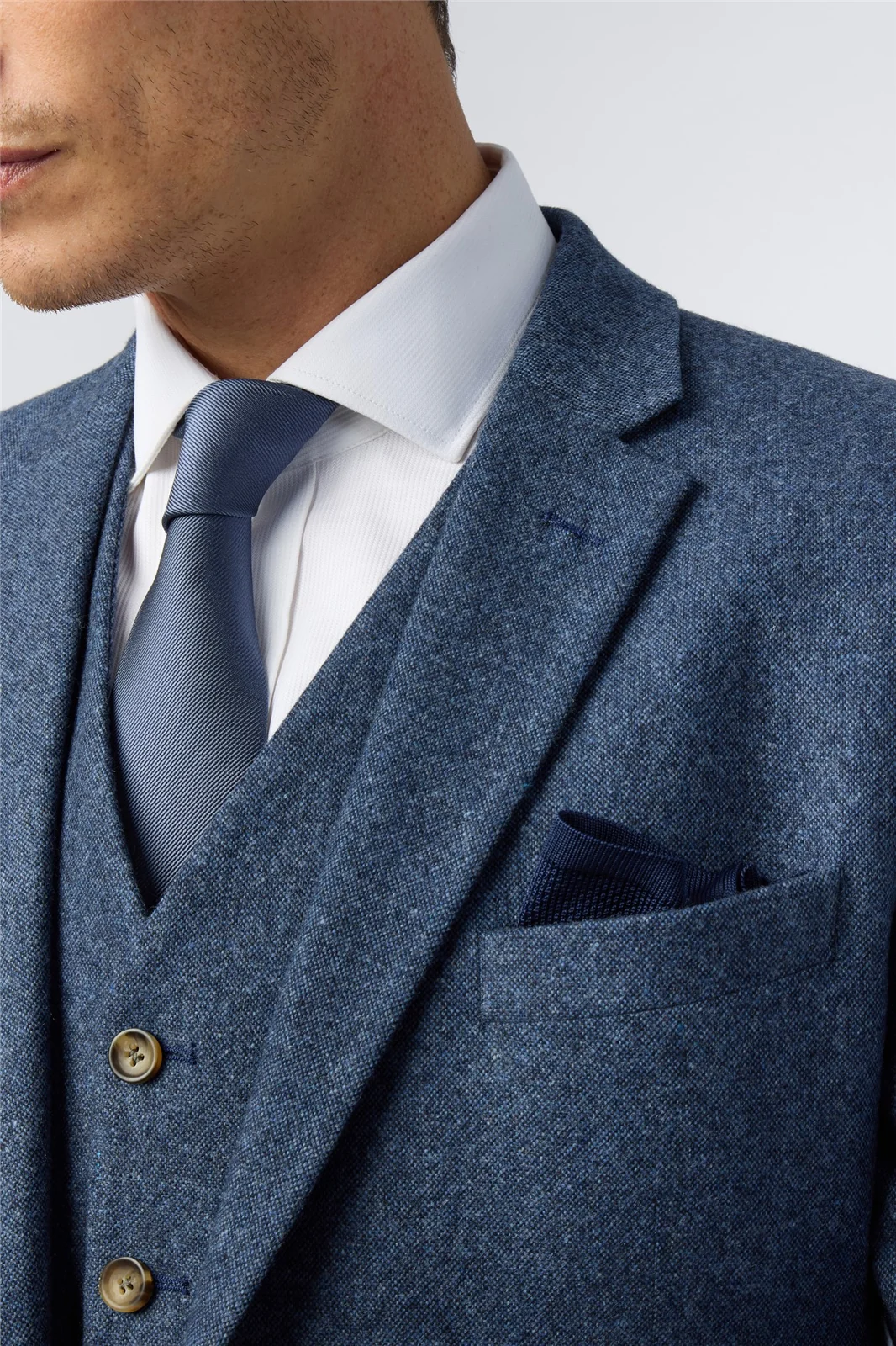 Alexandre Tailored Fit Blue Donegal Jacket thumbnail 5