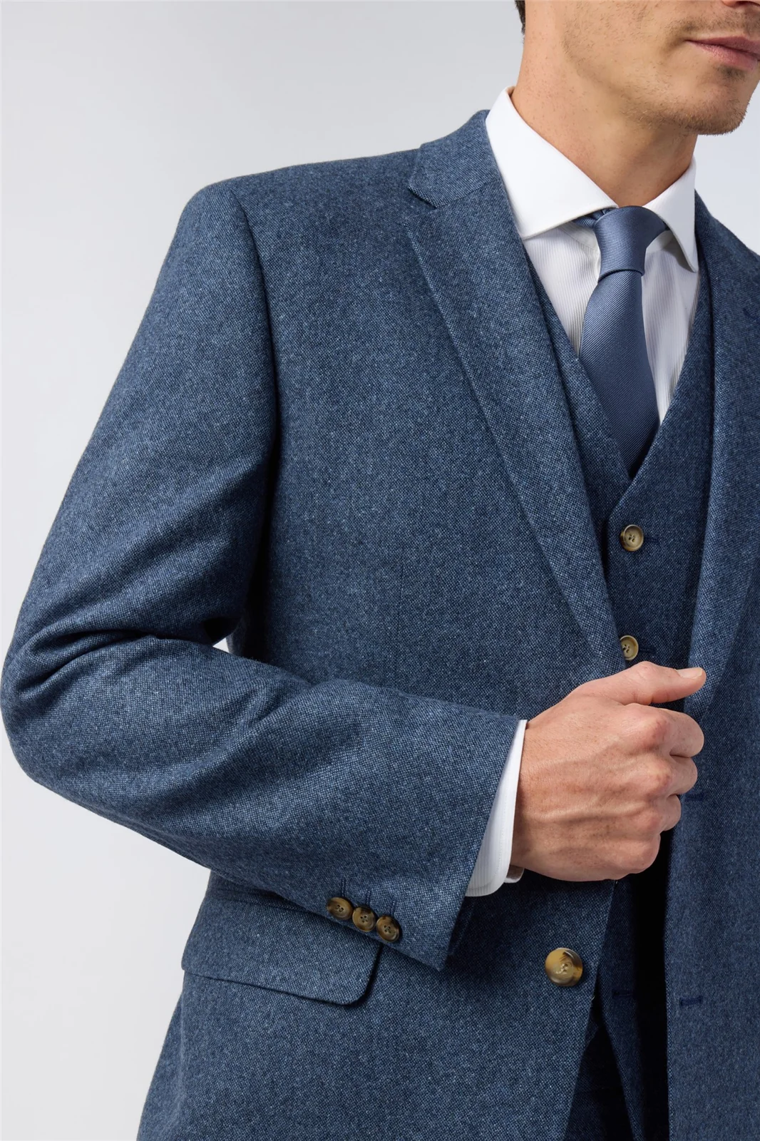 Alexandre Tailored Fit Blue Donegal Jacket thumbnail 6