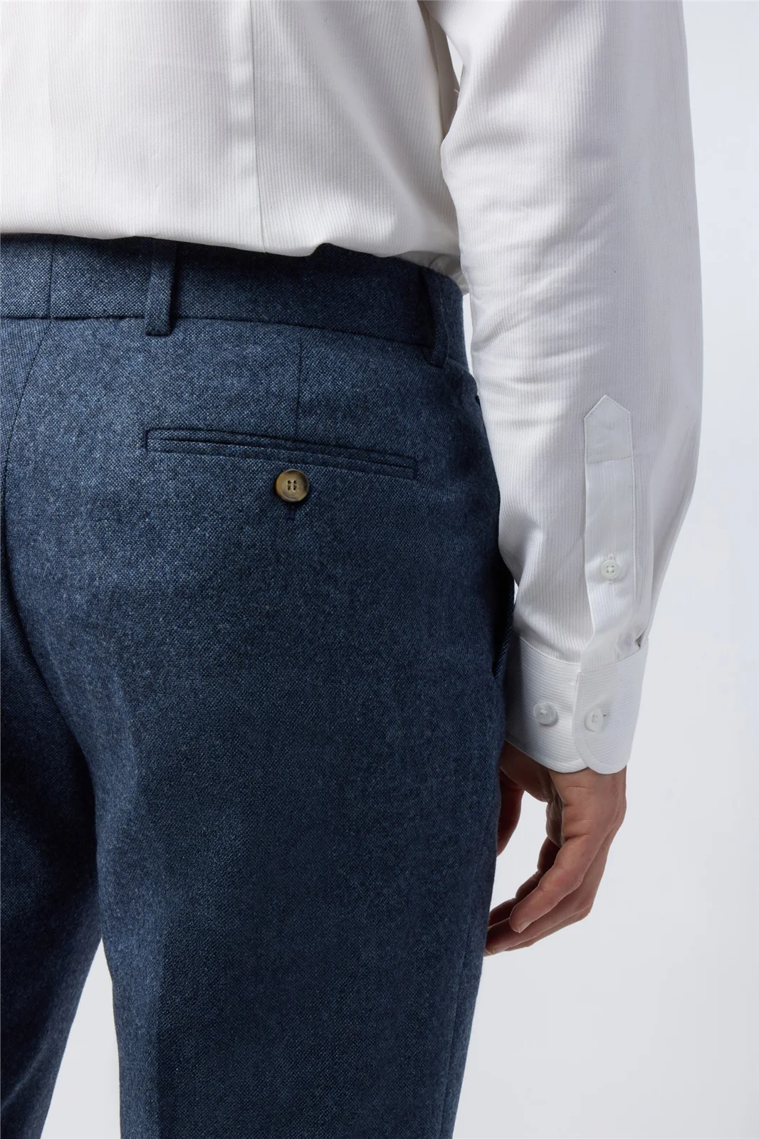 Alexandre Tailored Fit Blue Donegal Trouser thumbnail 3