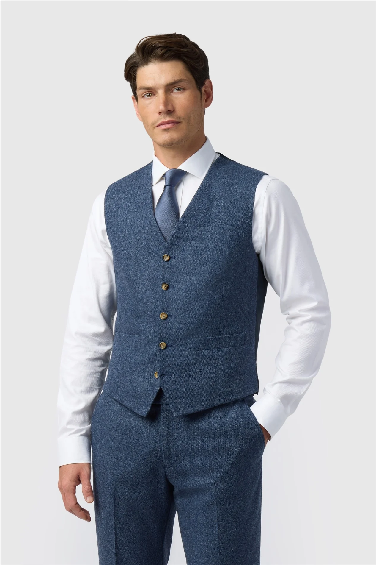 Alexandre Tailored Fit Blue Donegal Waistcoat