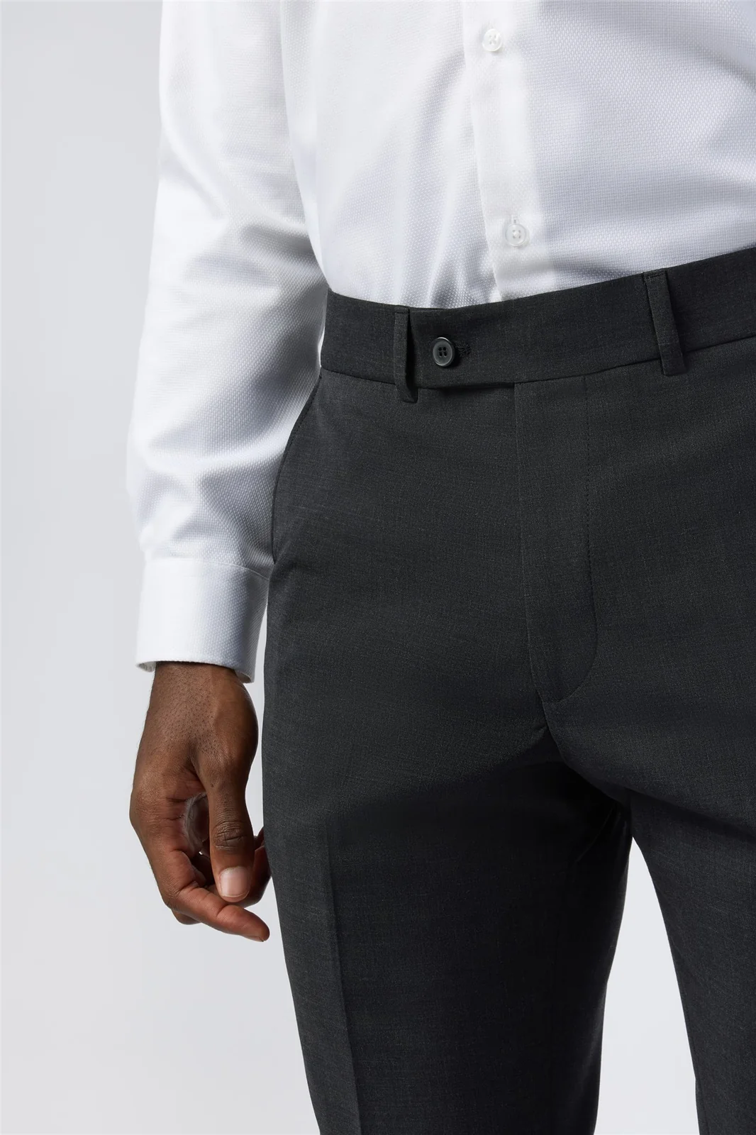 Alexandre Tailored Fit Charcoal Wool Blend Stretch Trousers thumbnail 2