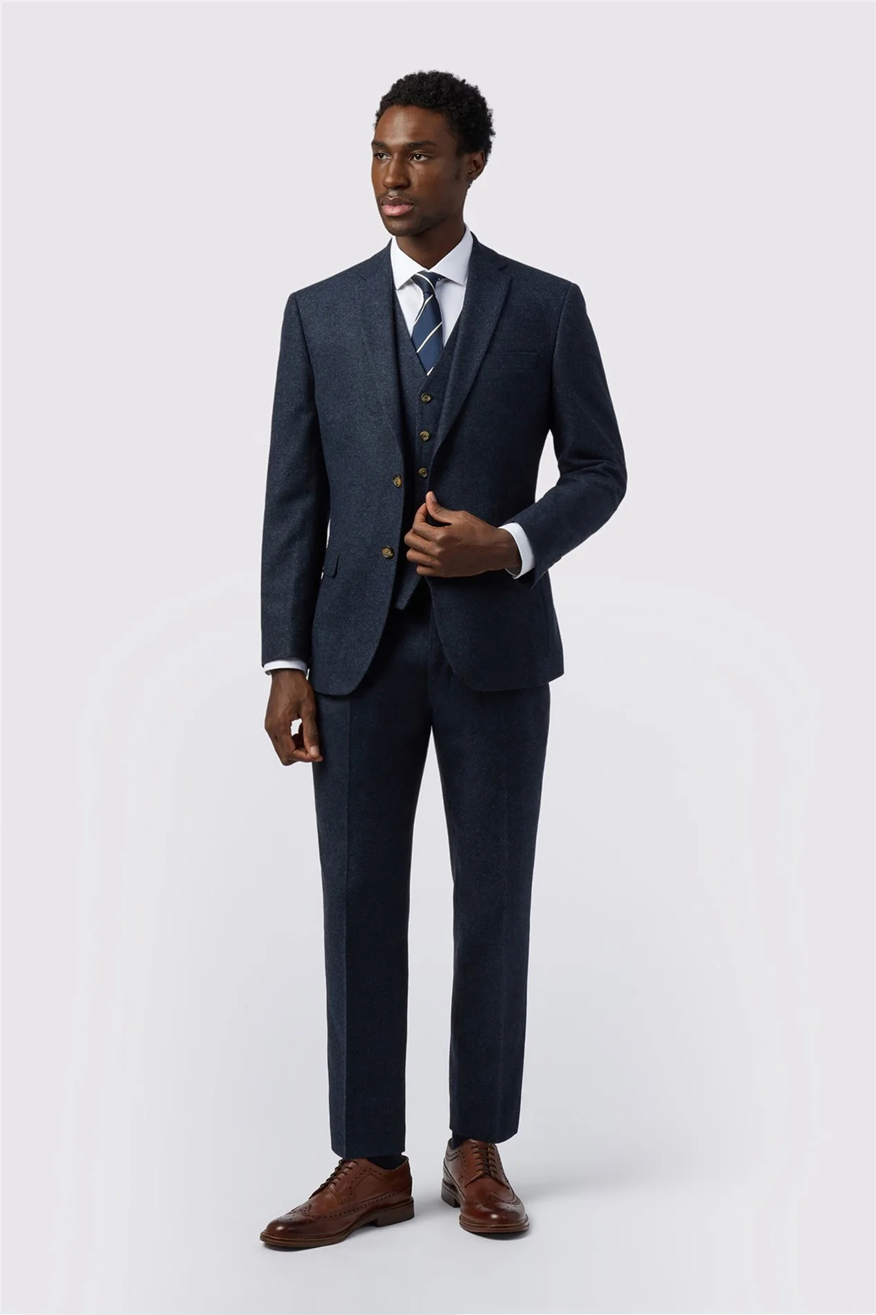 Alexandre Tailored Fit Navy Donegal Jacket thumbnail 2