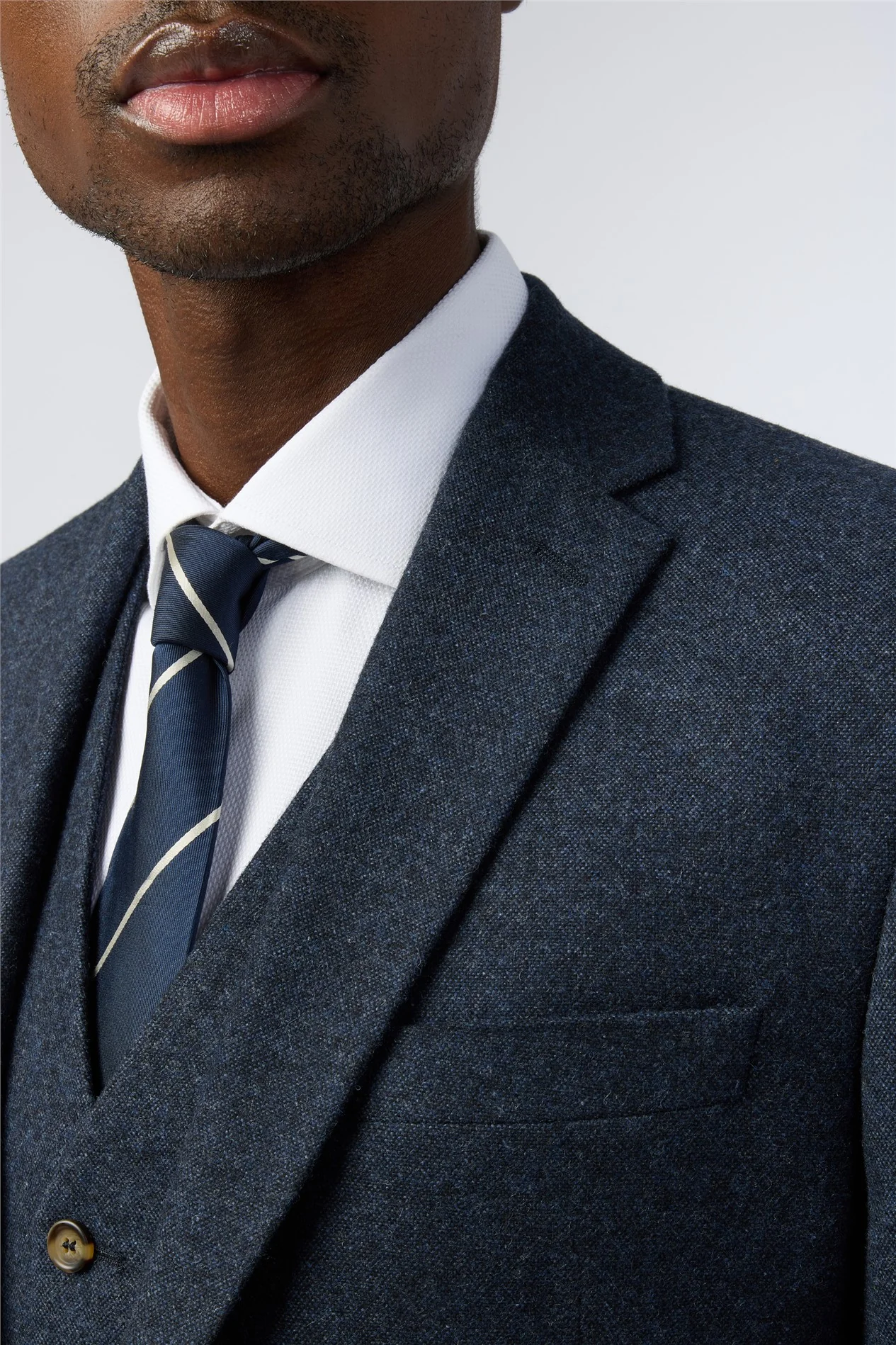 Alexandre Tailored Fit Navy Donegal Jacket thumbnail 4