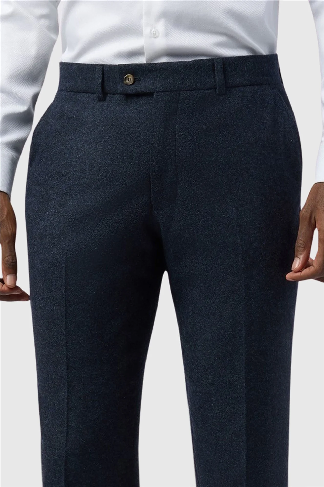 Alexandre Tailored Fit Navy Donegal Trouser thumbnail 2