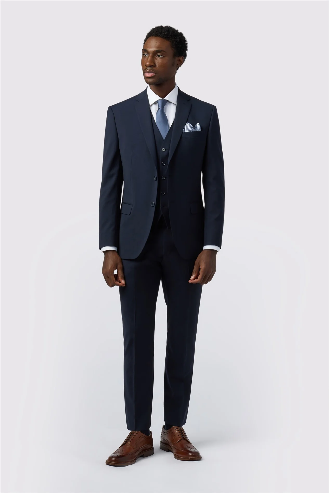 Alexandre Tailored Fit Navy Wool Blend Stretch Jacket thumbnail 2