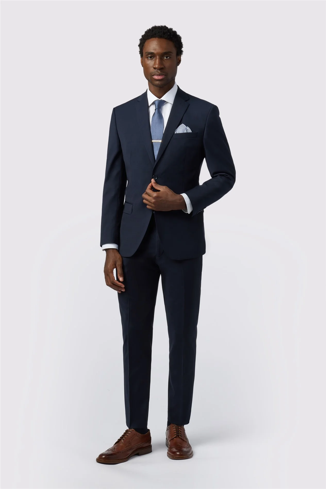 Alexandre Tailored Fit Navy Wool Blend Stretch Jacket thumbnail 3