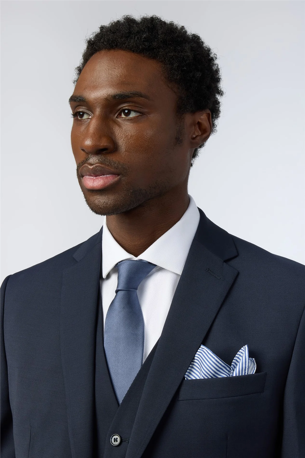 Alexandre Tailored Fit Navy Wool Blend Stretch Jacket thumbnail 4