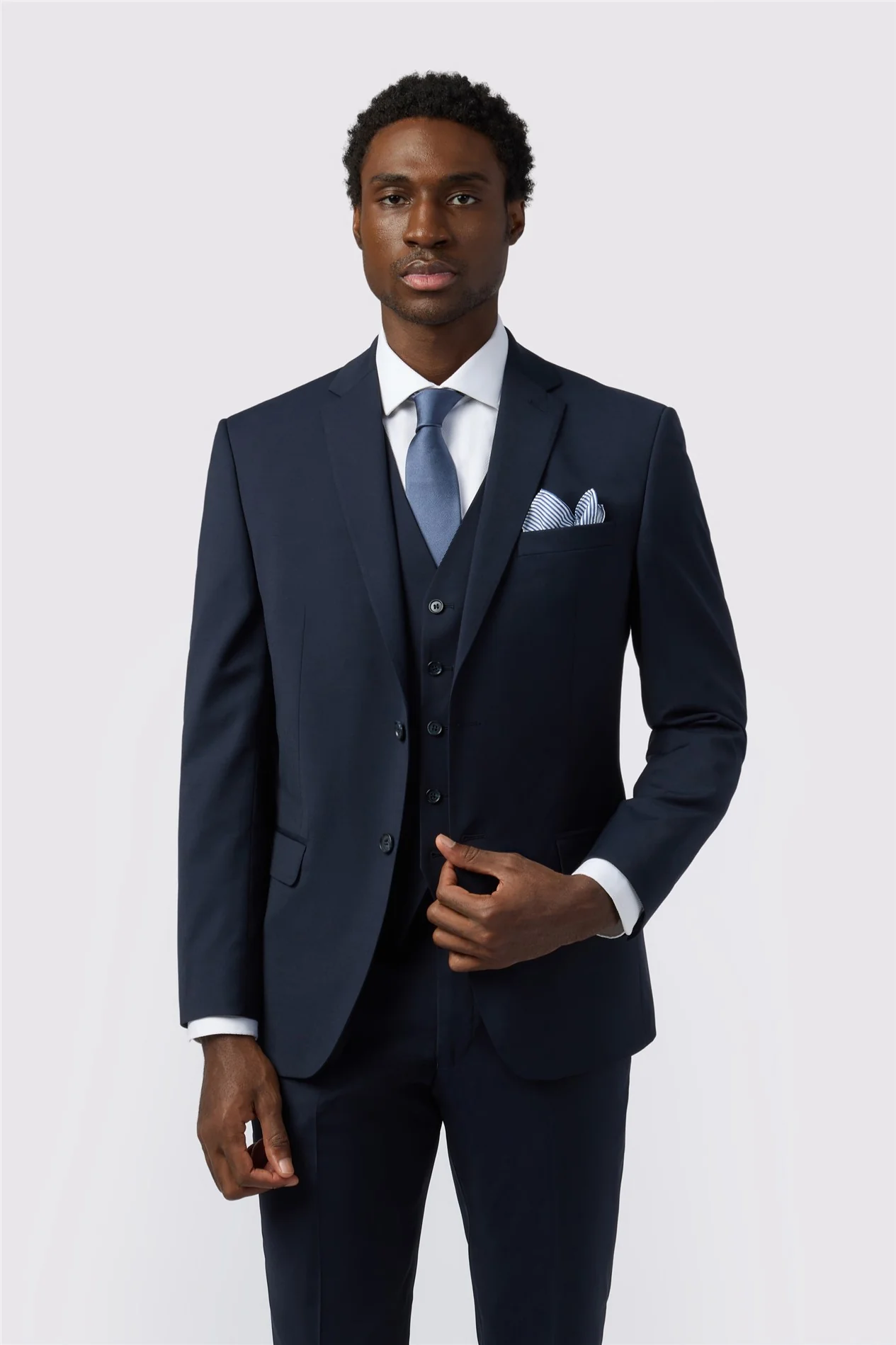 Alexandre Tailored Fit Navy Wool Blend Stretch Jacket primary image