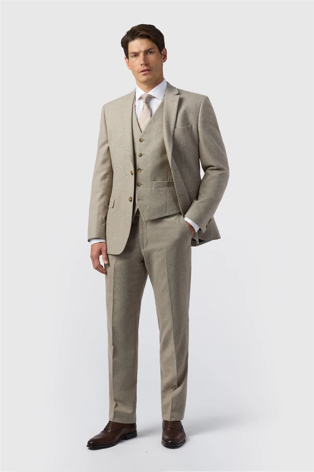 Alexandre Tailored Fit Taupe Donegal Jacket thumbnail 2