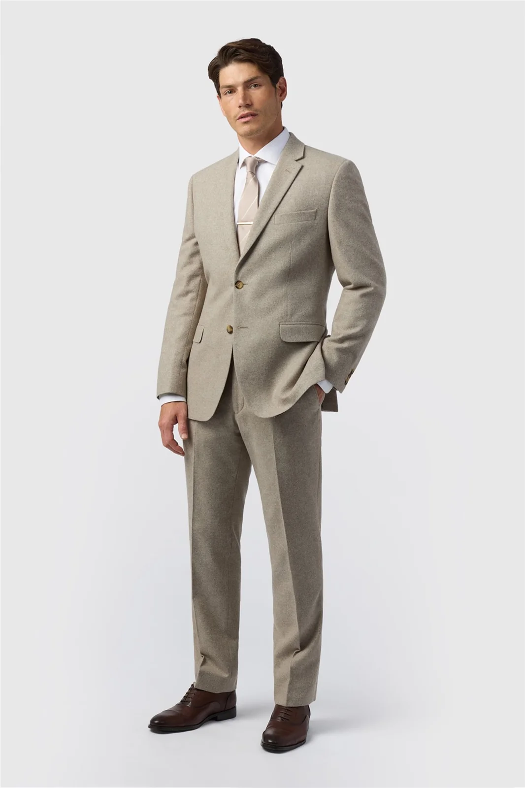 Alexandre Tailored Fit Taupe Donegal Jacket thumbnail 3