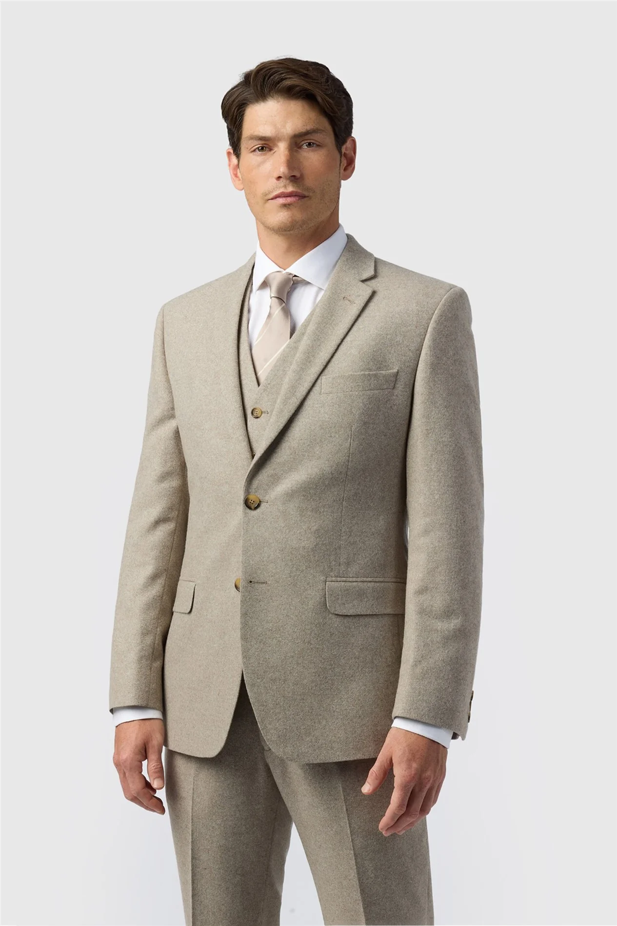 Alexandre Tailored Fit Taupe Donegal Jacket
