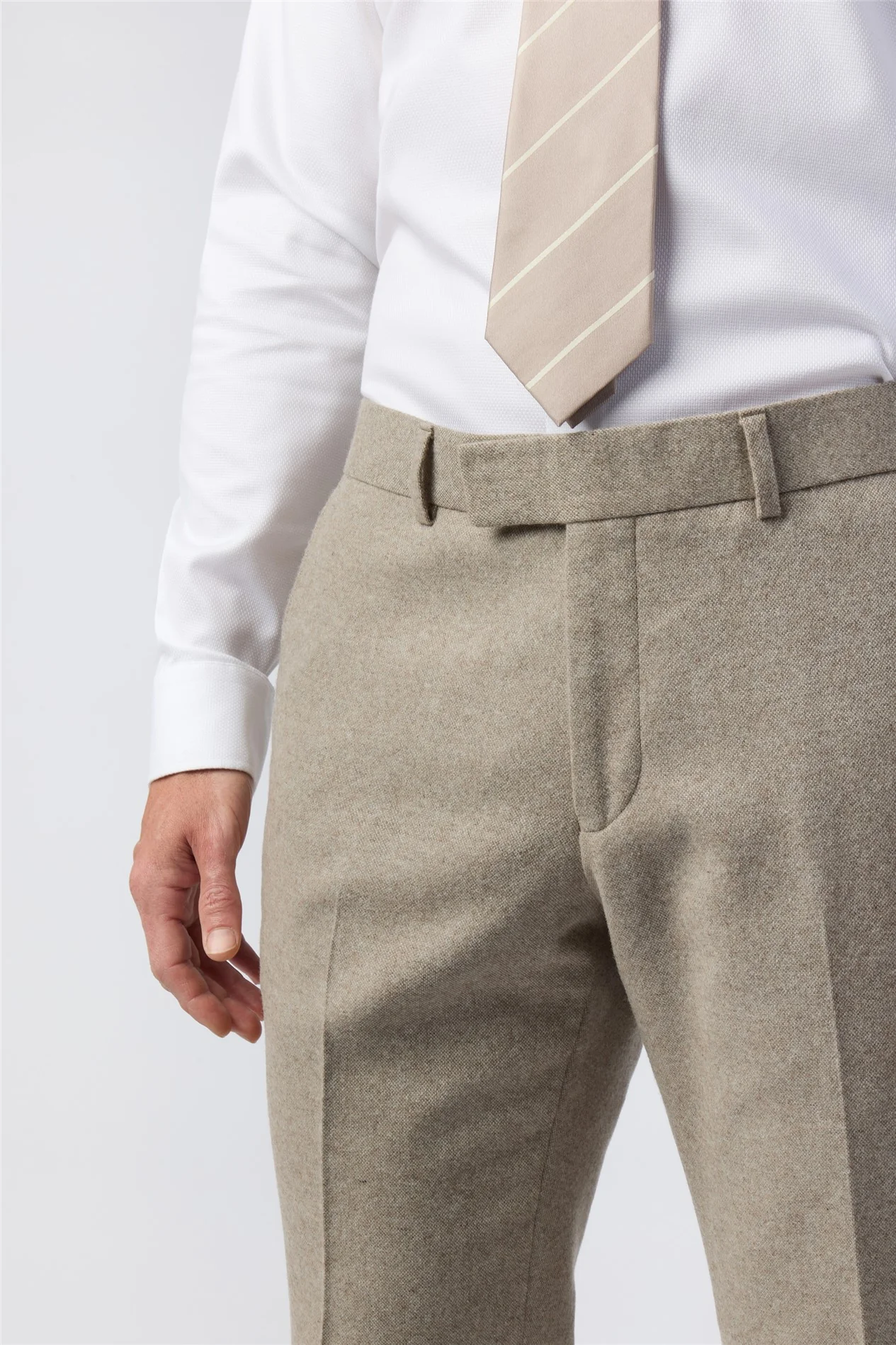 Alexandre Tailored Fit Taupe Donegal Trousers thumbnail 2