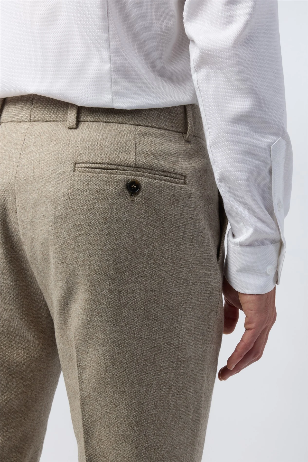 Alexandre Tailored Fit Taupe Donegal Trousers thumbnail 3