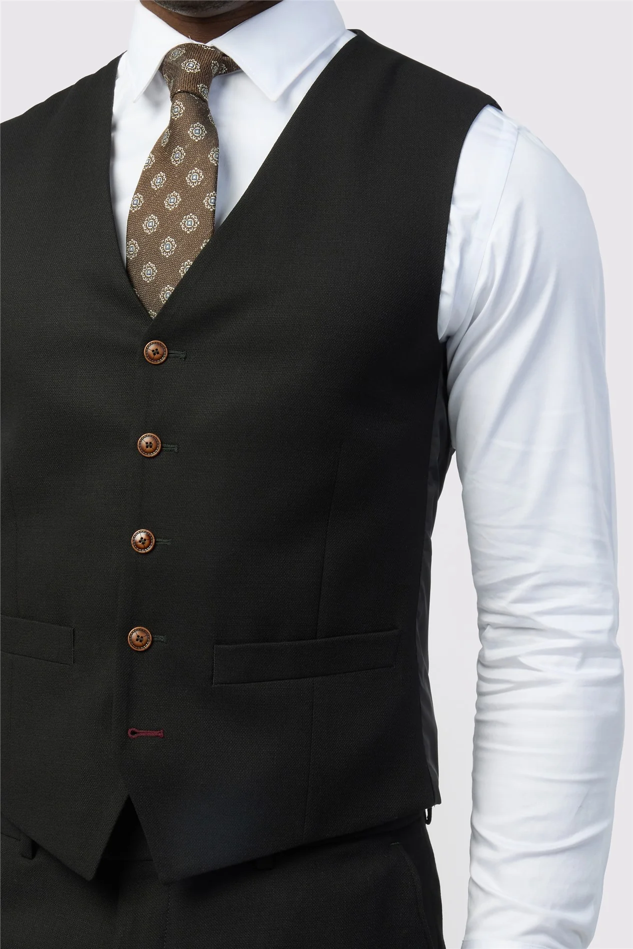 Antique Rogue Black Texture Stretch Waistcoat thumbnail 2