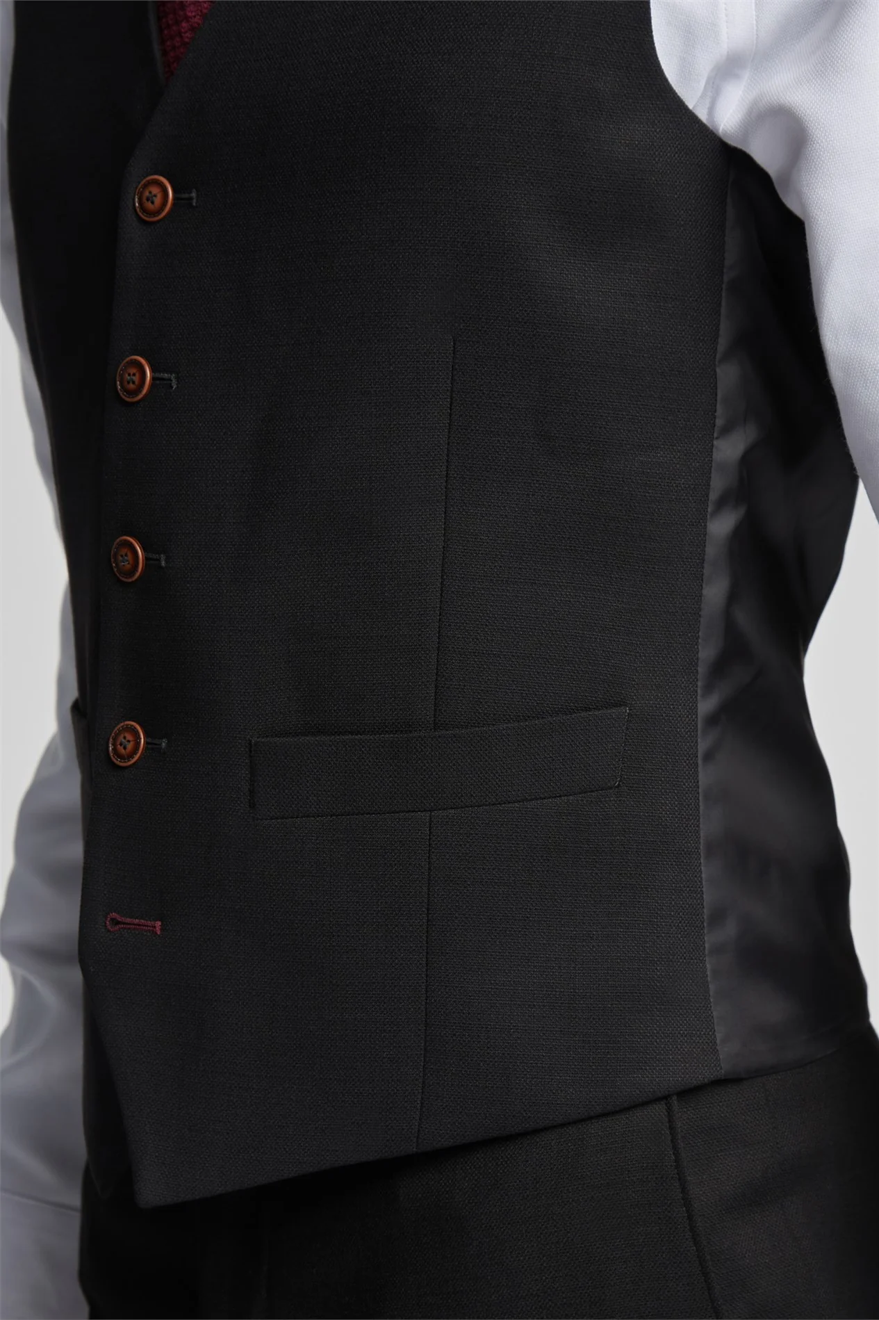 Antique Rogue Black Texture Stretch Waistcoat thumbnail 4
