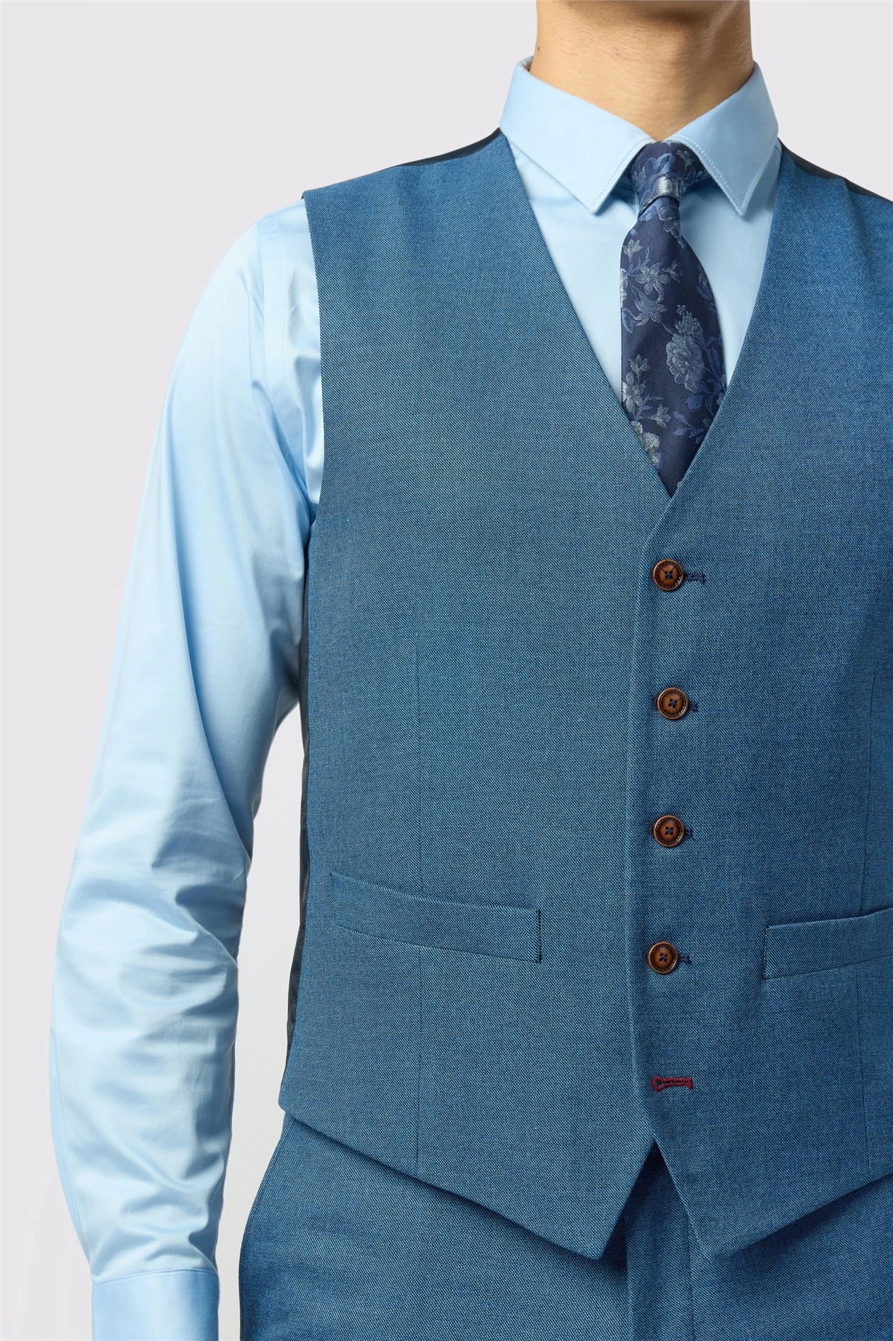 Antique Rogue Blake Blue Texture Waistcoat thumbnail 2