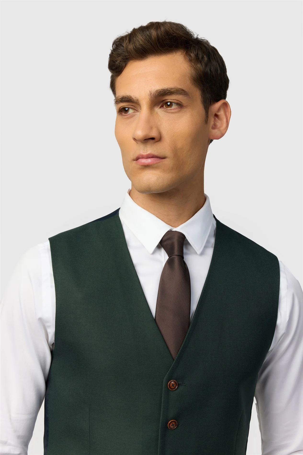 Antique Rogue Blake Deep Green Texture Waistcoat thumbnail 2