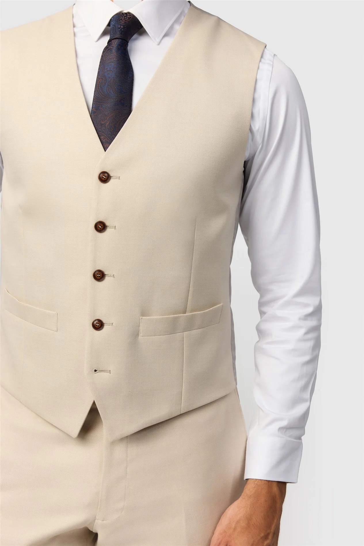 Antique Rogue Blake Ecru Texture Waistcoat thumbnail 2