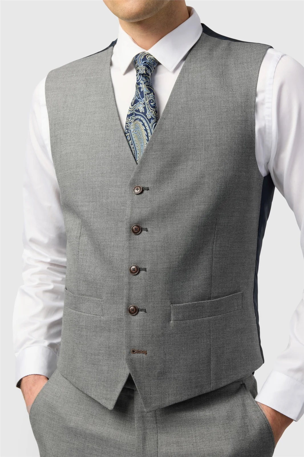 Antique Rogue Blake Grey Texture Waistcoat thumbnail 2