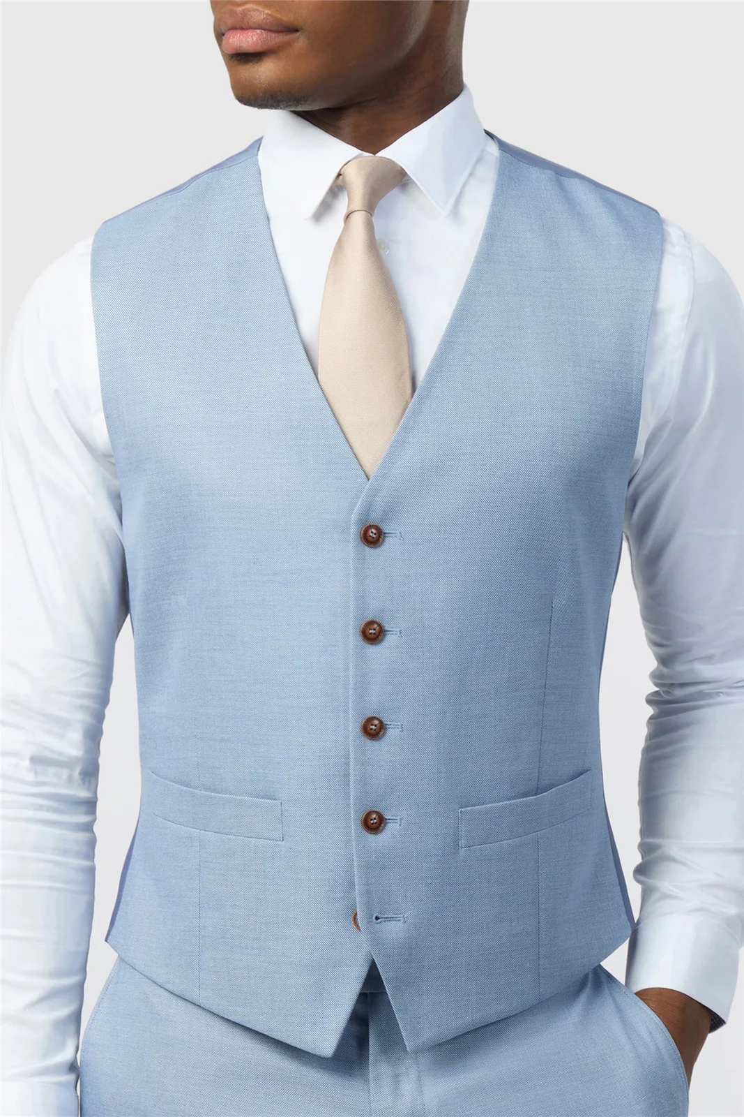 Antique Rogue Blake Pale Blue Texture Waistcoat thumbnail 2