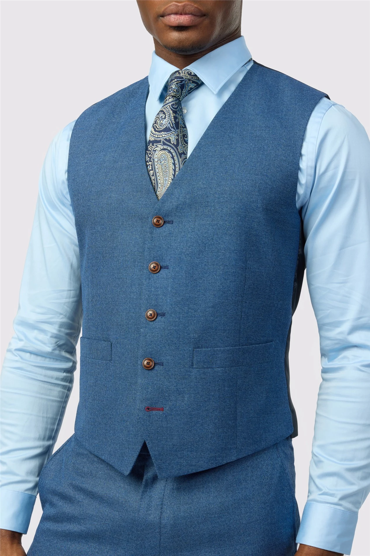 Antique Rogue Blue Texture Stretch Waistcoat thumbnail 2