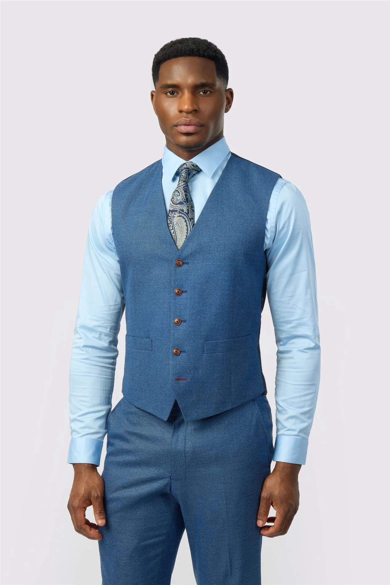 Antique Rogue Blue Texture Stretch Waistcoat primary image