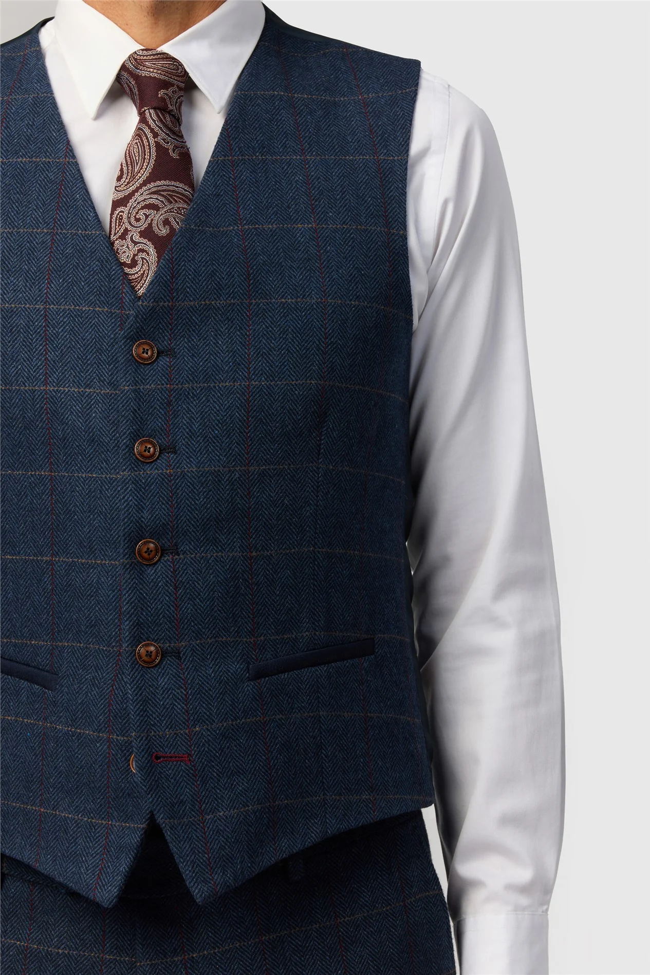 Antique Rogue Ezra Blue Check Waistcoat thumbnail 2