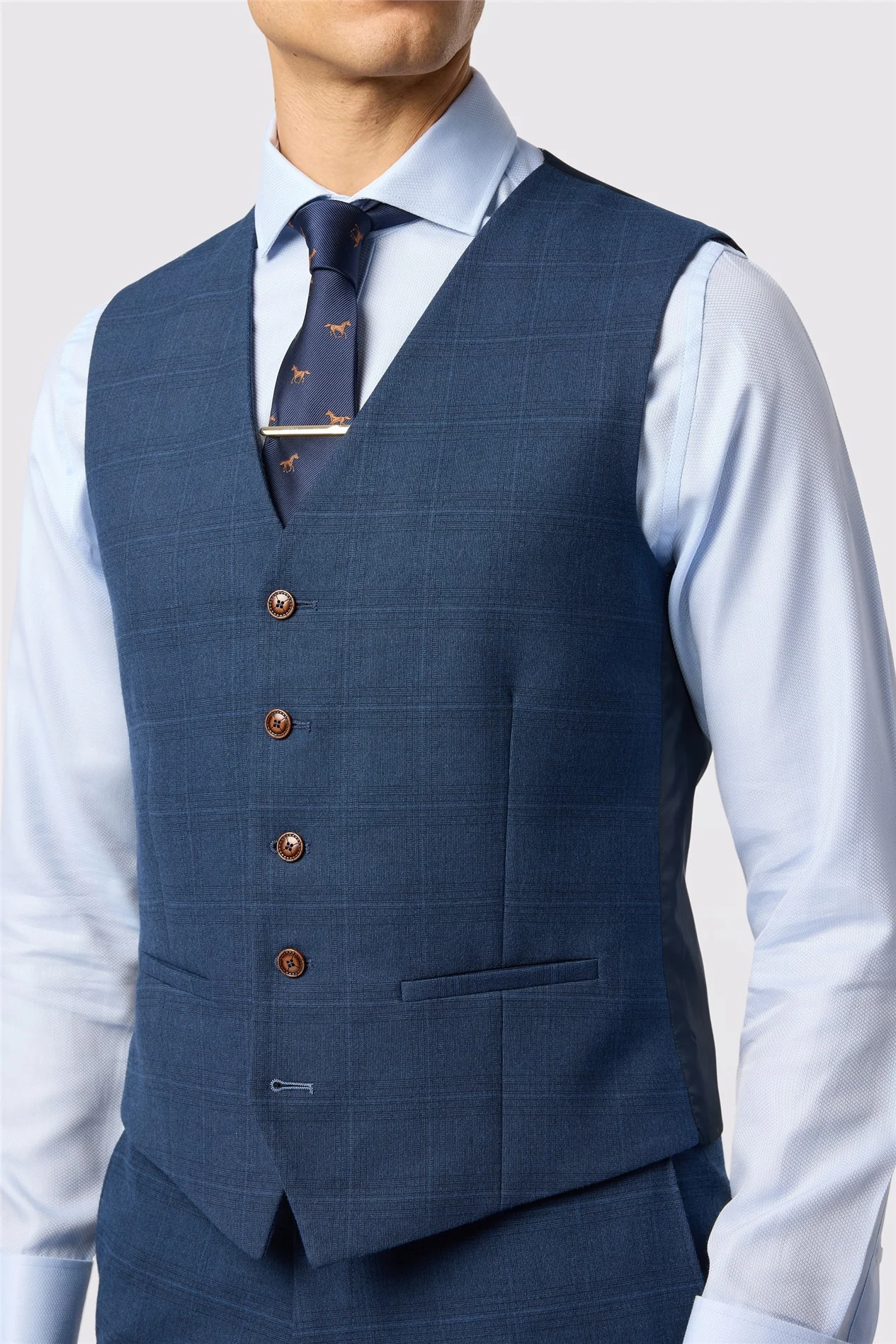 Antique Rogue Maddoc Blue Check Waistcoat thumbnail 2