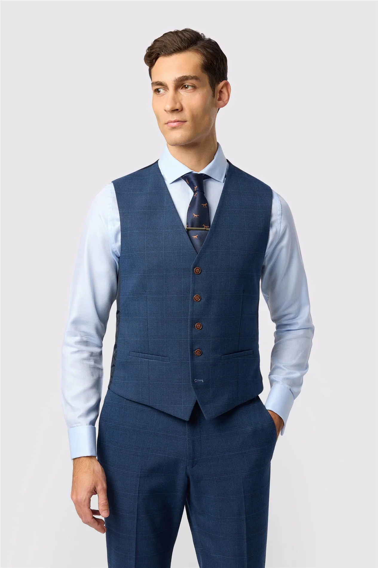 Antique Rogue Maddoc Blue Check Waistcoat primary image