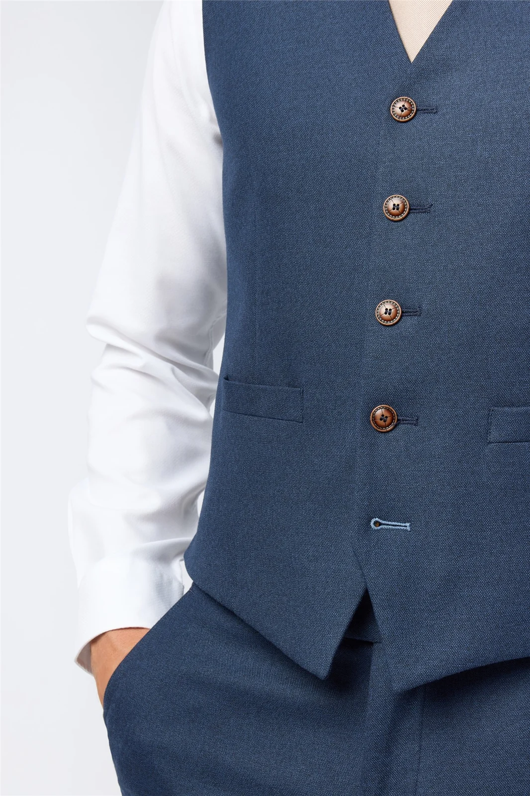 Antique Rogue Navy Texture Stretch Waistcoat thumbnail 2