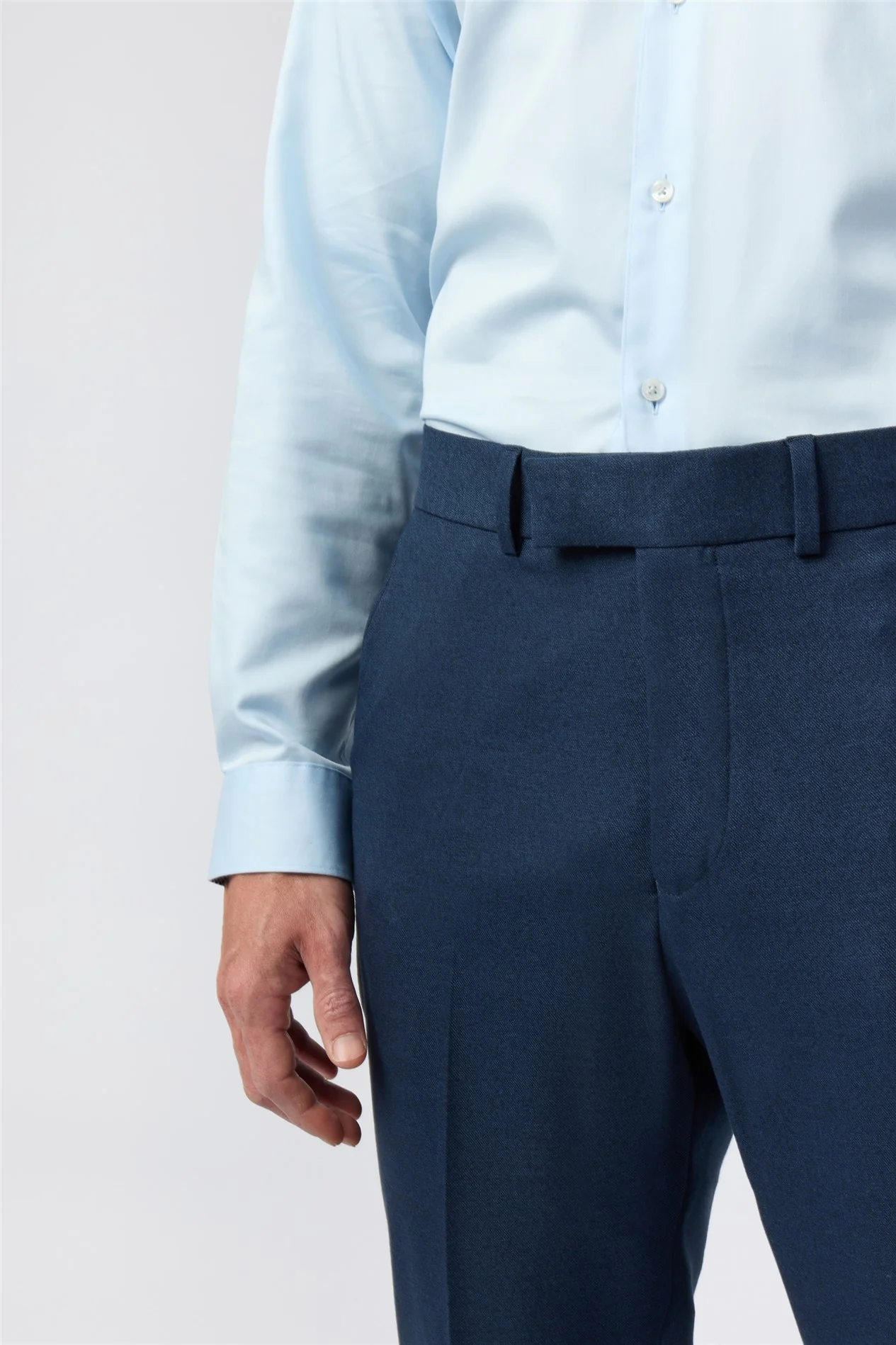 Antique Rogue Regular Fit Navy Texture Stretch Trousers thumbnail 2