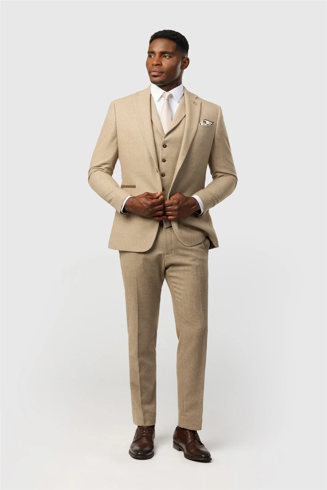 Antique Rogue Slim Fit Baxter Camel Herringbone Tweed Jacket thumbnail 2