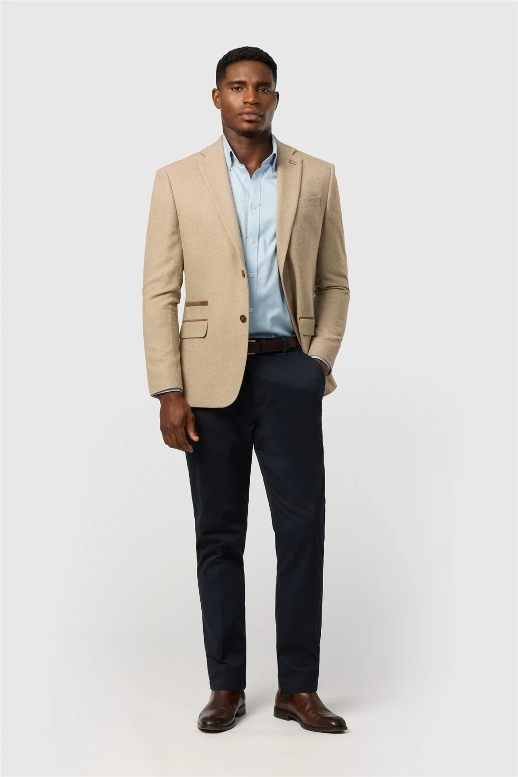 Antique Rogue Slim Fit Baxter Camel Herringbone Tweed Jacket thumbnail 4